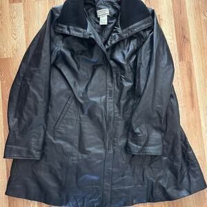 Vintage black leather trench